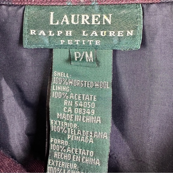 Ralph Lauren Women's Size Petite Medium PM Worsted Wool Full Zip Plaid Jacket - Picture 8 of 8